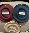 3 Vtg. Used,Jean-Charles Brosseau from Paris Berets hats,1 beige,1 blue,1 pink