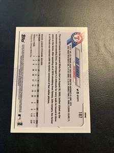 Topps 2021 cromo #187 Dane Dunning Texas Rangers B35c - Imagen 1 de 2