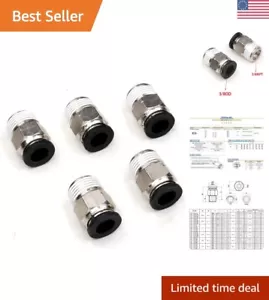 Corrosion-Resistant 3/8" NPT Male Air Line Push Connectors - Efficient 5-Pack - Picture 1 of 8
