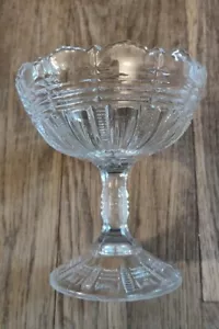 Vintage Clear Glass Crystal Pedestal Compote Candy Dish Sawtooth Rim - Picture 1 of 6