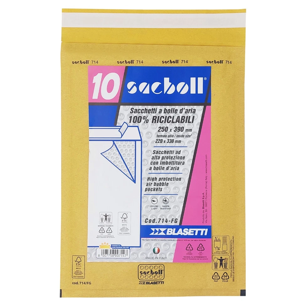 Confezione 50 Busta imbottita Sacboll FG (25x39 cm) carta avana Blasetti - Immagine 1 di 1