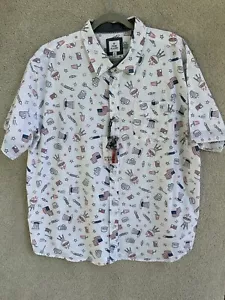 Free Planet Shirt Mens 3XL Patriotic 4th Of July Print Short Sleeve Shirt NWT - Picture 1 of 14
