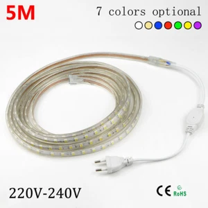 5M LED Strip Light 220V 240V 60leds/m Flexible tape rope Waterproof SMD 5050 - Picture 1 of 15