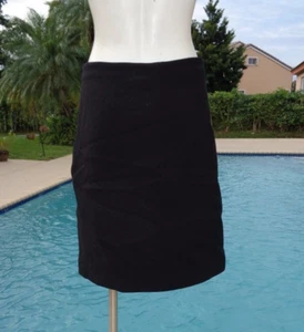 PRADA (UNIFORM) BLACK WOOL FITTED SIDE ZIPPER DETAIL CASUAL SKIRT Sz 42 - Picture 1 of 7