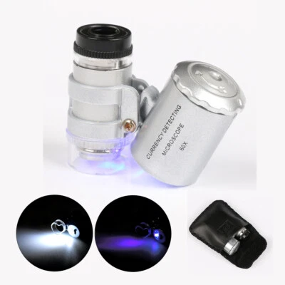 60X Magnifying Loupe Jewelry Eye Glass Magnifier LED Light Jewelers Loop Pocket - Image 1 of 4