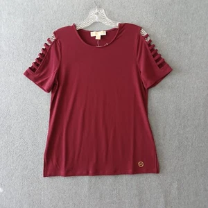Michael Kors Shirt Womens Small Maroon Short Sleeve Casual Workwear Blouse - Picture 1 of 12