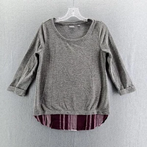 Soho New York & Co. Jeans 3/4 Sleeve Gray w/Maroon Under Hem Sweater Top Size XS - Picture 1 of 8