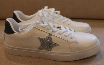 Zapatillas Venus Estrella Con Cordones Blancas Mujer Talla 8 Gris Espalda Brillante Foto 1 de 4