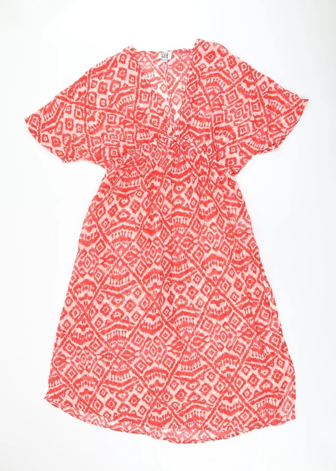 Hello Summer Womens Red Geometric Polyester Cover Up Size 10 - Изображение 1 из 4