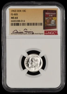 1963 10c DDR FS-805 NGC MS64 Bill Fivaz Signature Label - Picture 1 of 2
