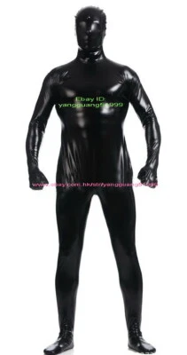 Unisex Shiny Metallic Bodysuit Jumpsuits Catsuit Costume Full Tights Outfit F871 - Image 1 of 2