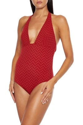 Eres France Gabardine Cost stretch-seersucker halterneck swimsuit 44 Ginger  New - Image 1 of 4