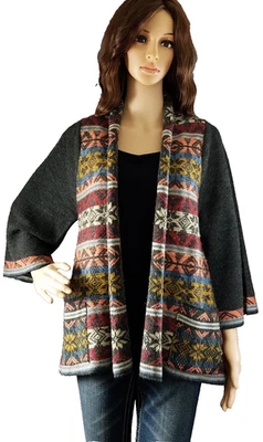 Cárdigan corto abierto estampado suéter RXB para mujer talla M Foto 1 de 4