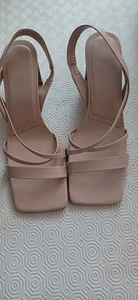 Massimo Dutti Square Toe Leather Strappy Heel Sandals UK Size 7 EU 40 - Picture 1 of 7