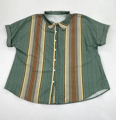 Camisa de boliche retro para hombre 4XL a rayas verticales con botones manga corta Foto 1 de 4