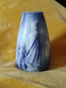 Antique Delft Milk Glass Vase Mother and Child  - Picture 1 of 13