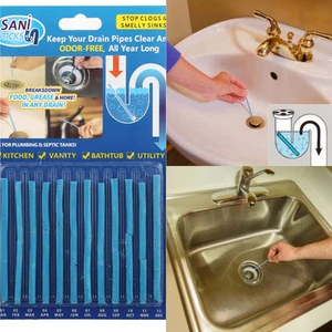 12/24pcs Sticks Drain Cleaner Kitchen Bath Sink Cleaning Odour Dirt Remover - Picture 1 of 14