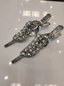 Vintage Silver Embossed Metal & Jeweled Sugar Cube Tong 1 PC – Peacock Design - Picture 1 of 11