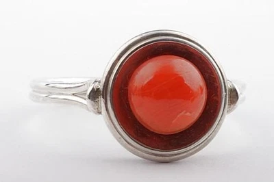 Koralle Ring 800 er Silber 7mm Ringgröße Gr 54 17,2mm Top! - - Bild 1 von 4