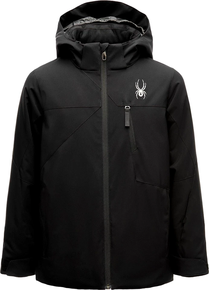 Chaqueta de esquí Spyder Ambush juvenil abrigo de invierno con capucha niños talla 12-14 grande negro Foto 1 de 4