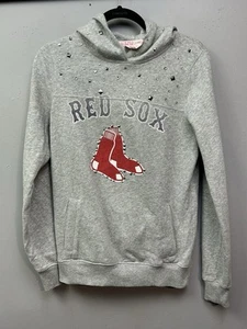 PINK Victoria’s Secret Boston Red Sox Jeweled Hoodie Womens Small Gray Bling MLB - Picture 1 of 9