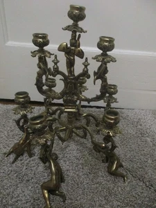 Antique/Vintage Brass 9 Arms Baroque Style Candelabra Candleholder - Picture 1 of 7