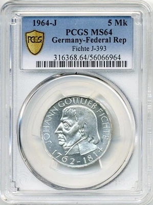 1964-J 5 Marks Germany Federal Republic, Gottlieb Fichte - PCGS MS64 - Image 1 of 2
