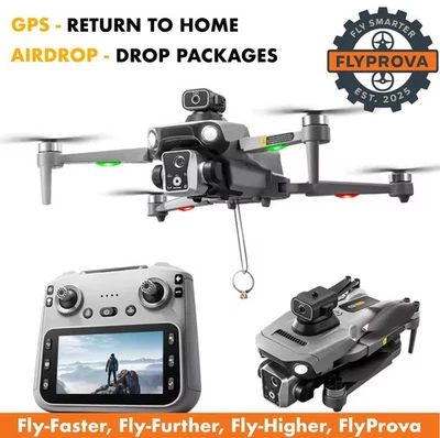 Pro GPS Airdrop Laser Obstacle Avoidance 8K Drone 4.5" Screen RC Brushless RTH ✅ - Image 1 of 4