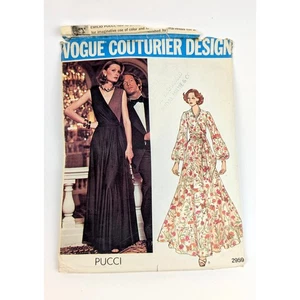 70s Pucci Glam Evening Dress Gown Sewing Pattern, Size 10, Vogue 2959 UC FF - Picture 1 of 7