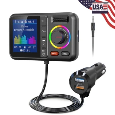 Transmisor FM Bluetooth Nulaxy para Coche, Adaptador Bluetooth Inalámbrico Coche V5.0... Foto 1 de 4