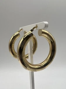 9ct Yellow Gold 47mm Diameter - 6mm Thick Hoop Earrings With Full UK Hallmark - Picture 1 of 3