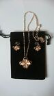 BRAND>NEW>ROSE GOLD COLOURED WITH PALE PINK TEARDROP GEMS NECKLACE  AND EARRINGS