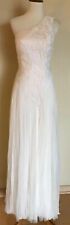 Catherine Deane Katy One Shoulder Dress With Embriodery, Oyster, Size 4