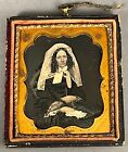 1/6 PLATE DAGUERREOTYPE OF WOMAN WITH WHITE VEIL BRIDE? BY ANSON BROADWAY NY