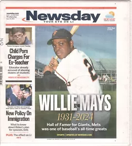 NY Newsday June 19,2024~Willie Mays 1931-2024 HOF New York Giants - Picture 1 of 2