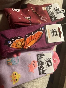 (3) Pairs Of Sock It To Me Knew Highs! Halloween, Butterfly & Easter Shoe 8-13 - Picture 1 of 7