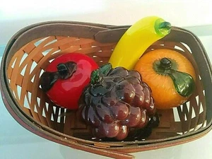 4 PC SET MURANO STYLE GLASS FRUITS ORANGE APPLE KITCHEN TABLE DECOR FINE CON - Bild 1 von 8
