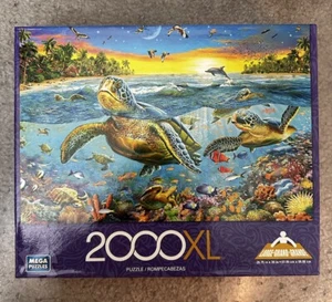 Mega Puzzles 2000 Piece XL Jigsaw Sea Turtles Ocean Paradise COMPLETE - Picture 1 of 4
