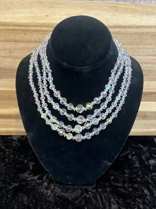 Vintage Glam Four Layered Rhinestone Adjustable Hook Choker Necklace - Picture 1 of 6
