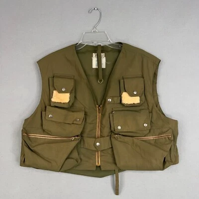 Vintage LL Bean Vest Mens Large Green Fishing Tackle Pack Talon Script Logo 70s - Image 1 of 4