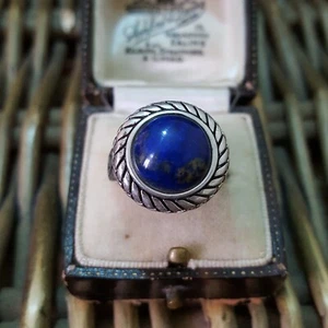 Vintage 925 Sterling Silver Ring, Blue Lapis Lazuli, Size N.5 US 7,Pollack Style - Picture 1 of 9