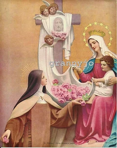 Arte original del calendario de la década de 1930, Santa Teresa, pequeña flor #1731 publicado por FAS - Imagen 1 de 1