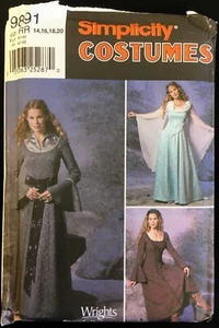 Ungeschnitten Größe 14 - 20 Renaissance Mittelalter Kleid Simplicity 9891 Muster Cosplay - Bild 1 von 2