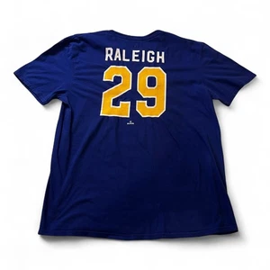 Seattle Mariners Cal Raleigh Jersey T-Shirt Blue Extra Large XL 3 Holes on Tag - Picture 1 of 20