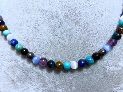 Collana Girocollo Uomo in Pietra Naturale Lapislazzuli Ametista 6mm lunga 65cm - Immagine 1 di 4