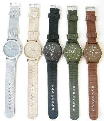 NUEVO-RELOJ GINEBRA CORREA LONA GRIS PLATINO, ARENA, NEGRO, VERDE OLIVA, MARRÓN-4540 Foto 1 de 2