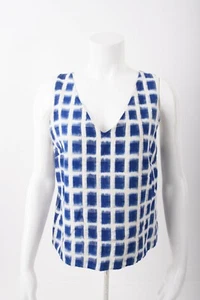 Anthropologie Porridge Top Shirt Gr. S royalblau kariert Baumwolle V-Ausschnitt - Bild 1 von 6