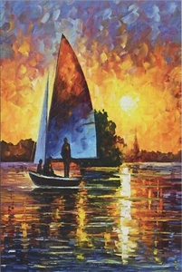 Leonid AFREMOV neue Bildkarte 4""x6"" UNP B2418 ~ Ruhe mit der Sonne - Bild 1 von 4