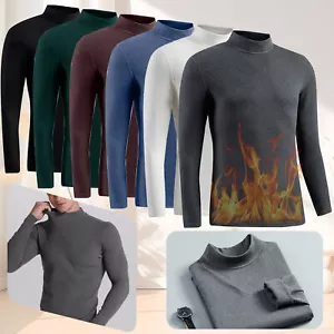 Men Turtleneck Long Sleeve T-Shirt Tops Soft Slim Fit Pullover Undershirt 3XL - Picture 1 of 21