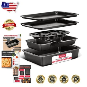Bakken Swiss 6-Piece Stackable Bakeware Set - Non-Stick Gray Carbon Steel - Picture 1 of 10